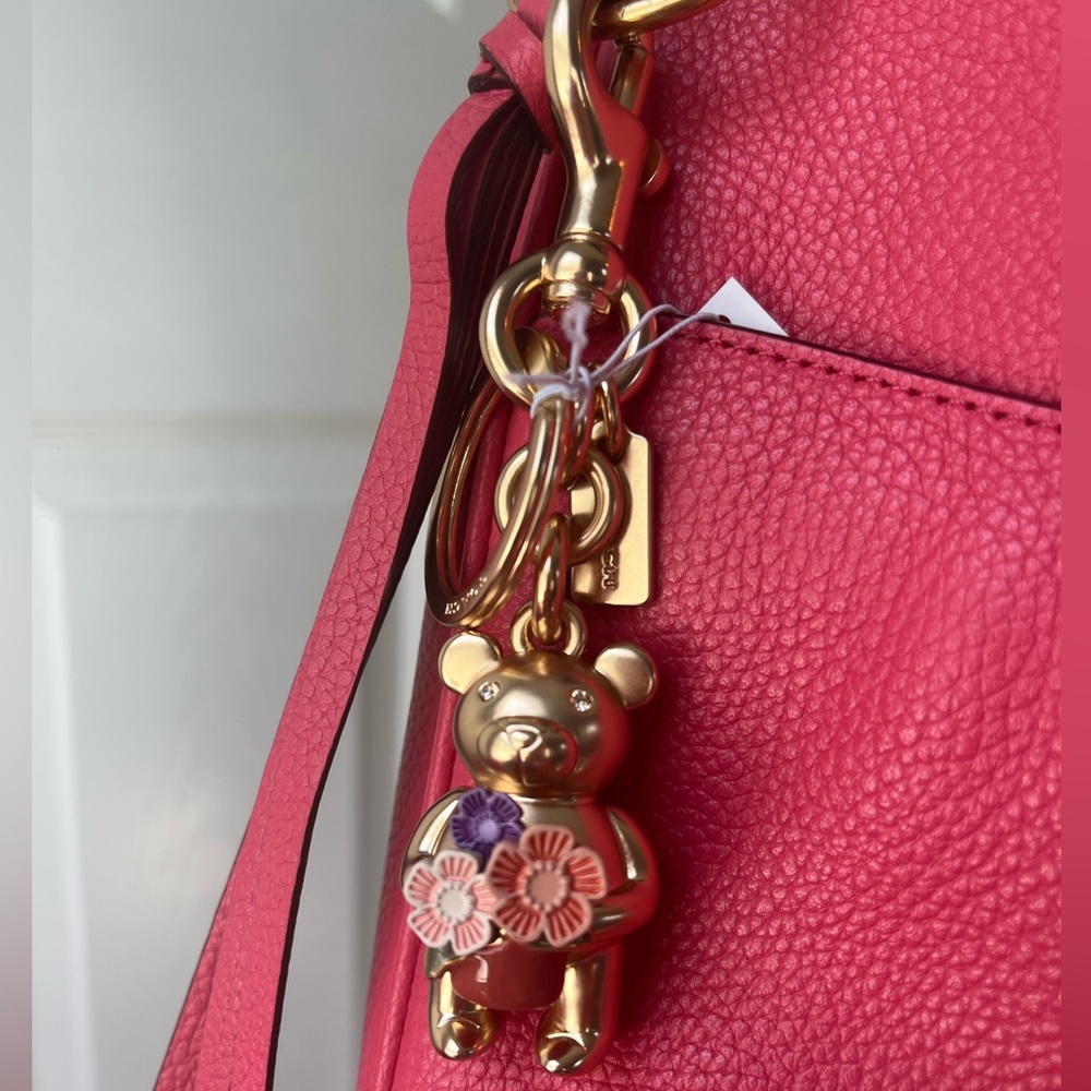Coach Garden Bear Keychain/Charm with Floral Accents 🌼 New with tag 🌺 - Picture 5 of 7